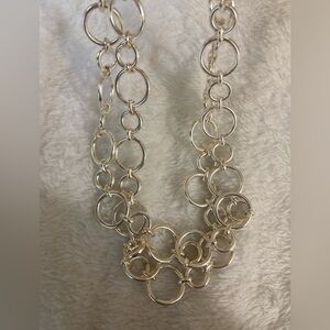 CHAPS Silver Tone Chain‎ Link 34” Long Necklace